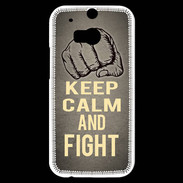 Coque HTC One M8s Keep Calm and Fight Gris