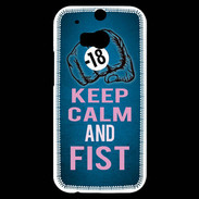 Coque HTC One M8s Keep Calm and Fist BLeu