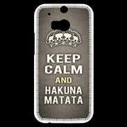 Coque HTC One M8s Keep Calm and Hakuna Matata Gris