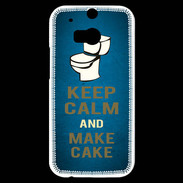 Coque HTC One M8s Keep Calm and Make cake Bleu