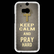 Coque HTC One M8s Keep Calm and Pray Christian Gris