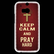 Coque HTC One M8s Keep Calm and Pray Christian Rouge