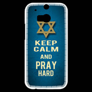 Coque HTC One M8s Keep Calm and Pray jewish BLeu
