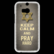 Coque HTC One M8s Keep Calm and Pray jewish Gris