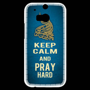 Coque HTC One M8s Keep Calm and Pray Muslim Bleu