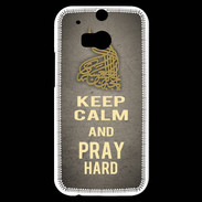 Coque HTC One M8s Keep Calm and Pray Muslim Gris