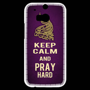 Coque HTC One M8s Keep Calm and Pray Muslim Violet