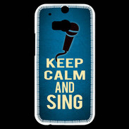 Coque HTC One M8s Keep Calm and Sing Bleu