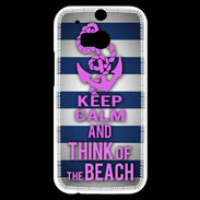 Coque HTC One M8s Keep Calm and Think Beach Bleu