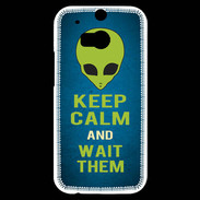 Coque HTC One M8s Keep Calm and Wait Alien Bleu