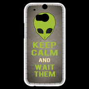 Coque HTC One M8s Keep Calm and Wait Alien Gris