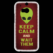 Coque HTC One M8s Keep Calm and Wait Alien Rouge