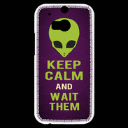 Coque HTC One M8s Keep Calm and Wait Alien Violet