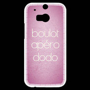 Coque HTC One M8s Boulot Apéro Dodo Rose ZG