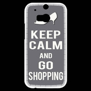 Coque HTC One M8s Keep Calm Go Shopping Gris