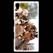 Coque Personnalisée Sony Xpéria Z5 Chiots Boxer sur un tronc d''arbre