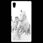Coque Personnalisée Sony Xpéria Z5 Chevaux en noir et blanc