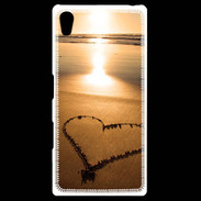 Coque Personnalisée Sony Xpéria Z5 Coeur sur la plage avec couché de soleil