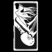 Coque Personnalisée Sony Xpéria Z5 Musicienne guitare électrique en noir et blanc