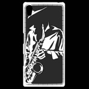 Coque Personnalisée Sony Xpéria Z5 Saxophoniste en noir et blanc