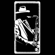 Coque Personnalisée Sony Xpéria Z5 Saxophoniste en noir et blanc 2