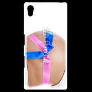 Coque Personnalisée Sony Xpéria Z5 Femme enceinte avec ruban bleu et rose