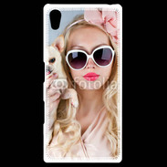 Coque Personnalisée Sony Xpéria Z5 Femme glamour avec chihuahua