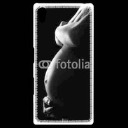 Coque Personnalisée Sony Xpéria Z5 Femme enceinte en noir et blanc