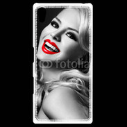 Coque Personnalisée Sony Xpéria Z5 Rouge à lèvres Fashion en noir et blanc