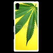 Coque Personnalisée Sony Xpéria Z5 Feuille de cannabis sur fond jaune