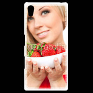 Coque Personnalisée Sony Xpéria Z5 Femme blonde et glamour avec corbeille de fraises