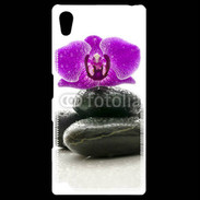 Coque Personnalisée Sony Xpéria Z5 Orchidée violette sur galet noir