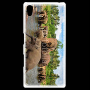 Coque Personnalisée Sony Xpéria Z5 Groupe d'éléphants à la rivière