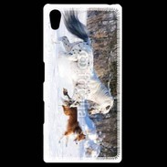 Coque Personnalisée Sony Xpéria Z5 Cheval et chien dans la neige