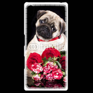 Coque Personnalisée Sony Xpéria Z5 Chiot et fleurs rouges