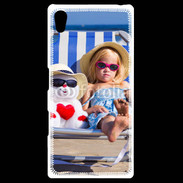 Coque Personnalisée Sony Xpéria Z5 Petite fille avec bonhomme de neige a la plage