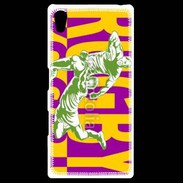 Coque Personnalisée Sony Xpéria Z5 Poster rugby sur fond jaune