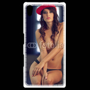 Coque Personnalisée Sony Xpéria Z5 Charmante brune avec casquette rouge