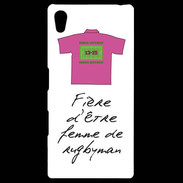 Coque Personnalisée Sony Xpéria Z5 Femme de rugbyman Bonus offensif-défensif Blanc