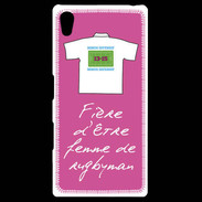 Coque Personnalisée Sony Xpéria Z5 Femme de rugbyman Bonus offensif-défensif Rose