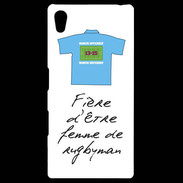 Coque Personnalisée Sony Xpéria Z5 Femme de rugbyman Bonus offensif-défensif Blanc 2