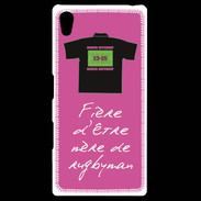 Coque Personnalisée Sony Xpéria Z5 Mère de rugbyman Bonus offensif-défensif Rose 2
