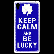 Coque Personnalisée Sony Xpéria Z5 Keep Calm Be lucky Bleu