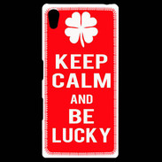 Coque Personnalisée Sony Xpéria Z5 Keep Calm Be Lucky Rouge