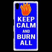 Coque Personnalisée Sony Xpéria Z5 Keep Calm Burn Bleu