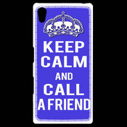 Coque Personnalisée Sony Xpéria Z5 Keep Calm Call friend Bleu