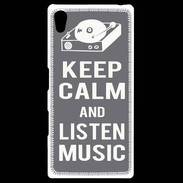 Coque Personnalisée Sony Xpéria Z5 Keep Calm Listen music Gris