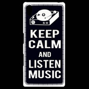 Coque Personnalisée Sony Xpéria Z5 Keep Calm Listen music Noir