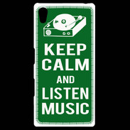 Coque Personnalisée Sony Xpéria Z5 Keep Calm Listen music Vert