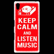 Coque Personnalisée Sony Xpéria Z5 Keep Calm Listen music Rouge